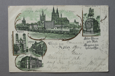 Postcard Litho PC Koeln 1901 Guerzenich Streets Houses Dom Town architecture NRW